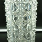 VINTAGE BOHEMIAN HEAVY LEAD CRYSTAL CYLINDRICAL ENTRICATED VASE