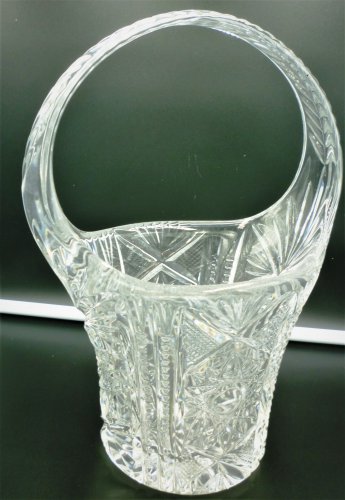 STUNNING VINTAGE BOHEMIAN CRYSTAL BASKET CANDY FRUIT BOWL