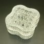 BEAUTIFUL VINTAGE CRYSTAL GLASS SQUARE JEWELRY VANITY BOX