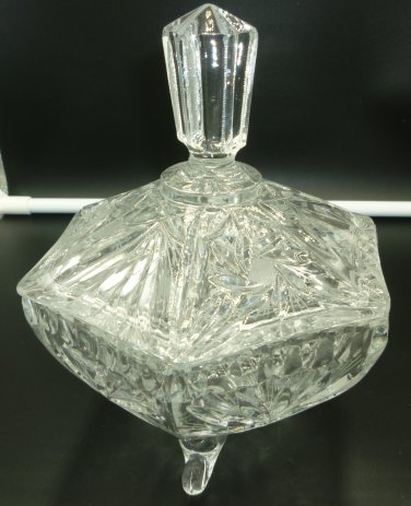 VINTAGE CRYSTAL GLASSES FOOTED LIDDED CANDY COOKIE DISH JAR