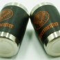 JAGERMEISTER SHOT GLASSES STAINLESS LEATHER BOUND SET OF 2