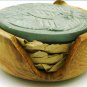 GIFT IDEA - HAND CARVED STONE SLATE SET OF 4 COASTERS W/WOODEN CADDY NEW INDIA