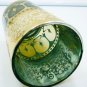 BEAUTIFUL MID-CENTURY GREEN GLASS GOLD EMBOSSED TUMBLERS SET OF 6 DRINKWARE