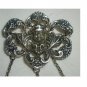 ANTIQUE BAROQUE STERLING SILVER CHATELAIN PIN BROOCH PENCIL SNUFF BOX PIN BOX