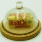 DOLLHOUSE MINIATURE CHEESE BOARD WITH DOME LID AND BLOCK OF ALLGAUER KASE