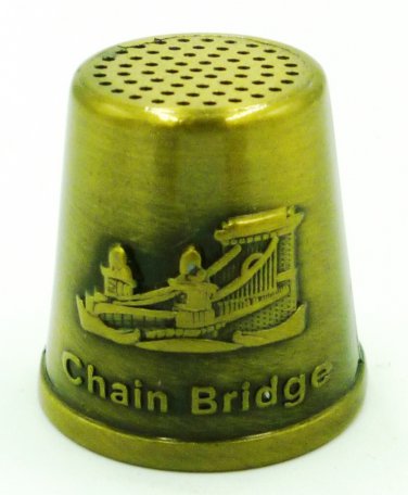 COLLECTIBLE THIMBLE TRAVEL MEMORABILIA BUDAPEST HUNGARY CHAIN BRIDGE BRASS