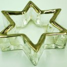 HOLIDAY GLASS VOTIVE CANDLE HOLDER STAR OF DAVID CHANUKKAH