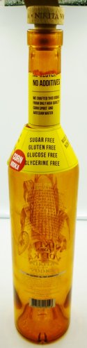 COLLECTIBLE EMPTY YELLOW GLASS LIQUOR BOTTLE NIKITA CORN VODKA 750ML