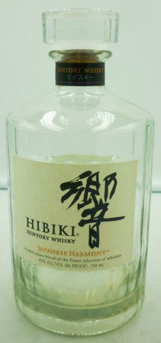 COLLECTIBLE EMPTY CLEAR GLASS LIQUOR BOTTLE HIBIKI SUNTORY WHISKEY JAPAN 750ML