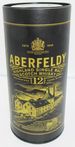 COLLECTIBLE EMPTY LIQUOR BOTTLE CARDBOARD HOLDER ABERFELDY WHISKEY 12