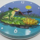 DECORATIVE BATTERY OPERATED NOVELTY WALL CLOCK FROG ON A LILY