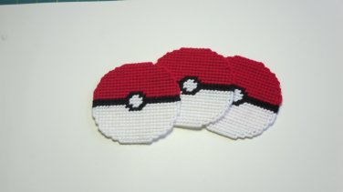 Plastic Canvas Pokeball Coasters