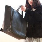 Faux Leather Tote Bag (Black)