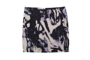 Mini Skirt with Abstract Print (Purple) Size: M