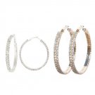 2 Pairs Of Double Tier Swarovski Crystal Elements Earrings