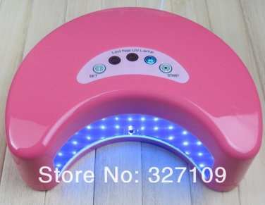 Pink 12W LED Gel Nail Art Lamp Portable Nail Dryer Curing Home / Salon Two Hand One Time