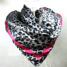 5 PCS White Leopard Dots Print Big Square Satin Silk-like Satin Scarf 90*90cm Gift