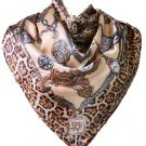 5 PCS Womens Leopard Dots Print Big Square Satin Silk-like Satin Scarf 90*90cm
