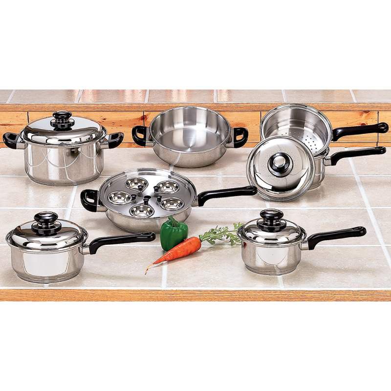 HEAVY GAUGE SURGICAL STAINLESS STEEL 17PC WATERLESS COOKWARE SET