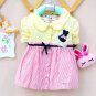 D3 Baby Girl Cotton Bunny Badge Long Sleeves Outfit Dress 6-12-18-24-36 Months