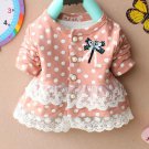 J6 Baby Girl Cotton Dots Lace Ruffle Outfit Jacets Coats 6-12-18-24-36 Months