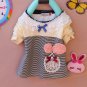 T1 Baby Girl Cotton Yellow Ruffle Stripy Outfit T-shirt Top 6-12-18-24-36 Months