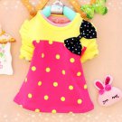 T2 Baby Girl Cotton Black Bow Pink Dot Outfit T-shirt Top 6-12-18-24-36 Months