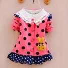 J3 Baby Girl Cotton Dots Banny BadgeParty Formal Outfit Dress 6-12-18-24-36 Months