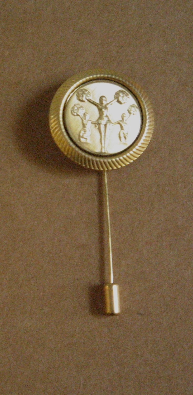 Vintage Gold Tone Cheerleader Poms Charm Lapel Stick Pin