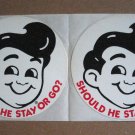 Vintage Stickers Bobs Big Boy 1980s Should He Stay or Go Decals Vintage Stickers Bobs Big Boy 1980s Should He Stay or Go Decals
