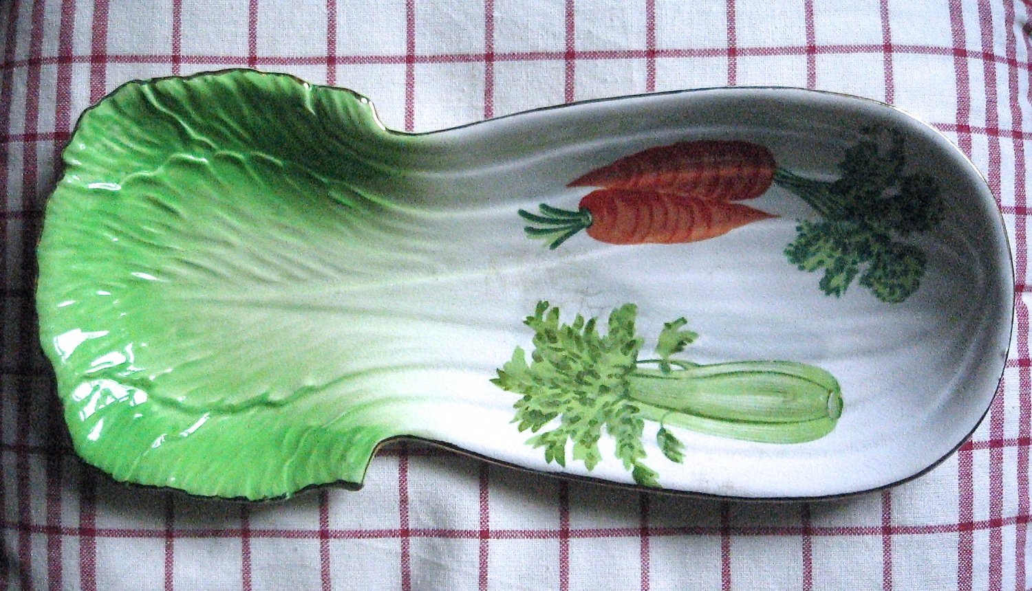 Mid Century Plate 1950s Celery Shape Serving Dish Spoon Rest