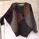 Cassidy Vintage Bat Wing Sweater Abstract Artsy Textured Pullover 1980s   770M