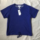 Blue French Terry Split Neck Top Beach Sportswear Drawstring Detail by NYL