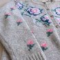 Vintage Fair Isle Button Front Cardigan Granny Sweater Plush Shetland Wool Heather Gray