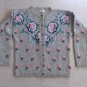 Vintage Fair Isle Button Front Cardigan Granny Sweater Plush Shetland Wool Heather Gray
