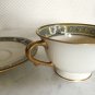 Morgan Belleek Orient Tea Cup & Saucer Set Hand Painted Raised Fruit Vintage Fine China