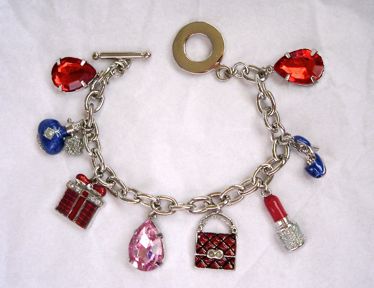 Charm Bracelet Purses Shoes Lipstick High Heels Makeup Shopper