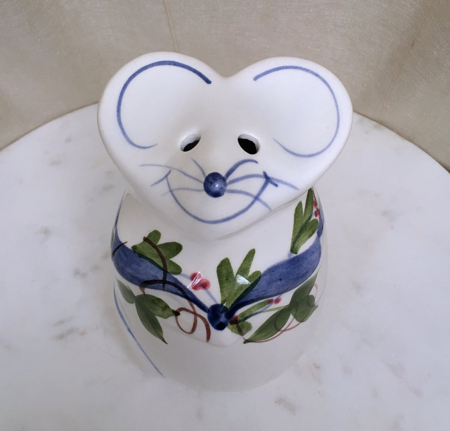 Mouse Parmesan Cheese Shaker Signed Hand Painted Ceramic Piece Vintage Never Used