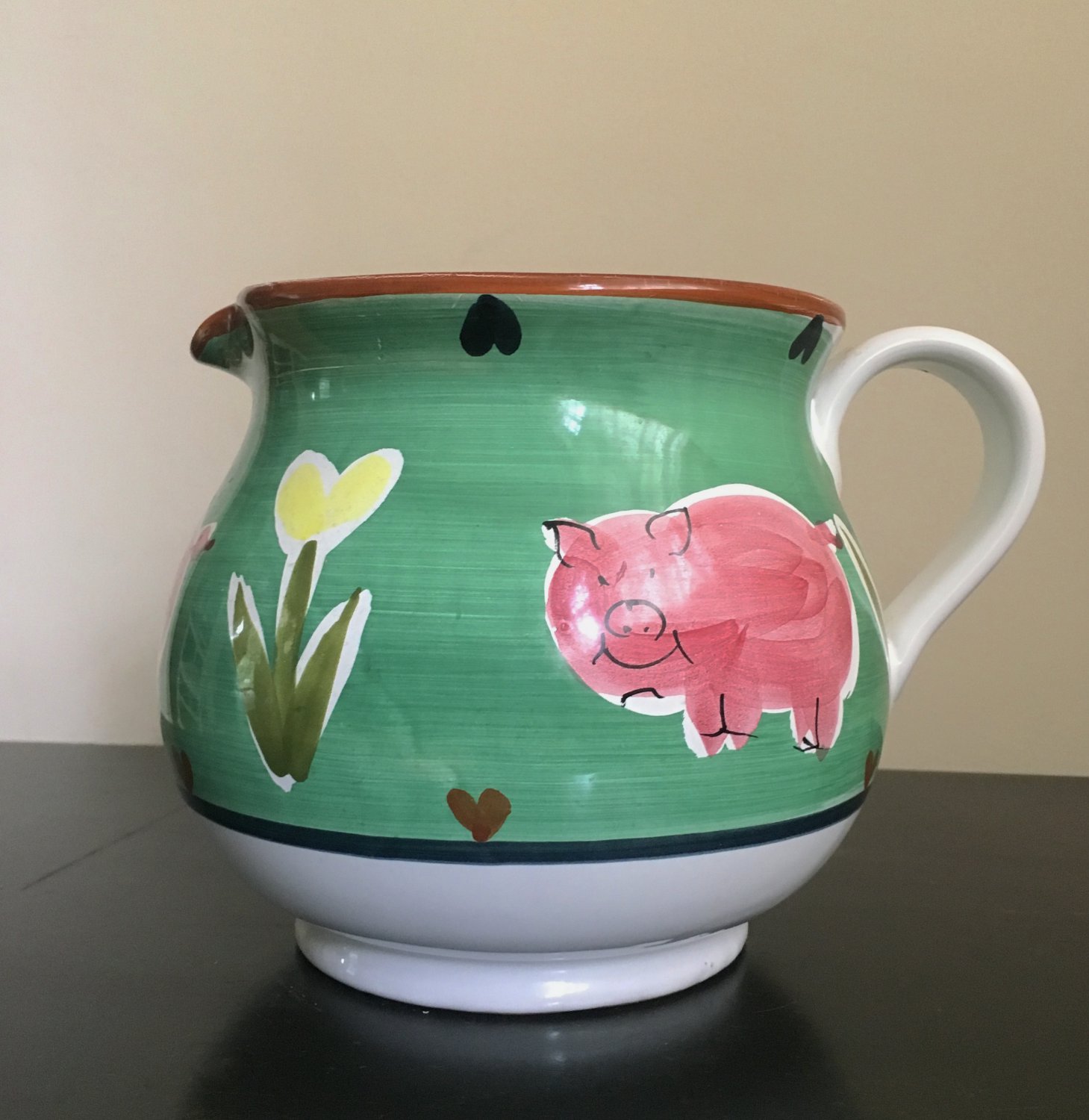 Vintage Conrans HABITAT Pottery Made in Italy Round Pitcher Pigs