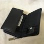 Black Leather Zip Around Wallet with Organization Features 1990s Vintage Deadstock