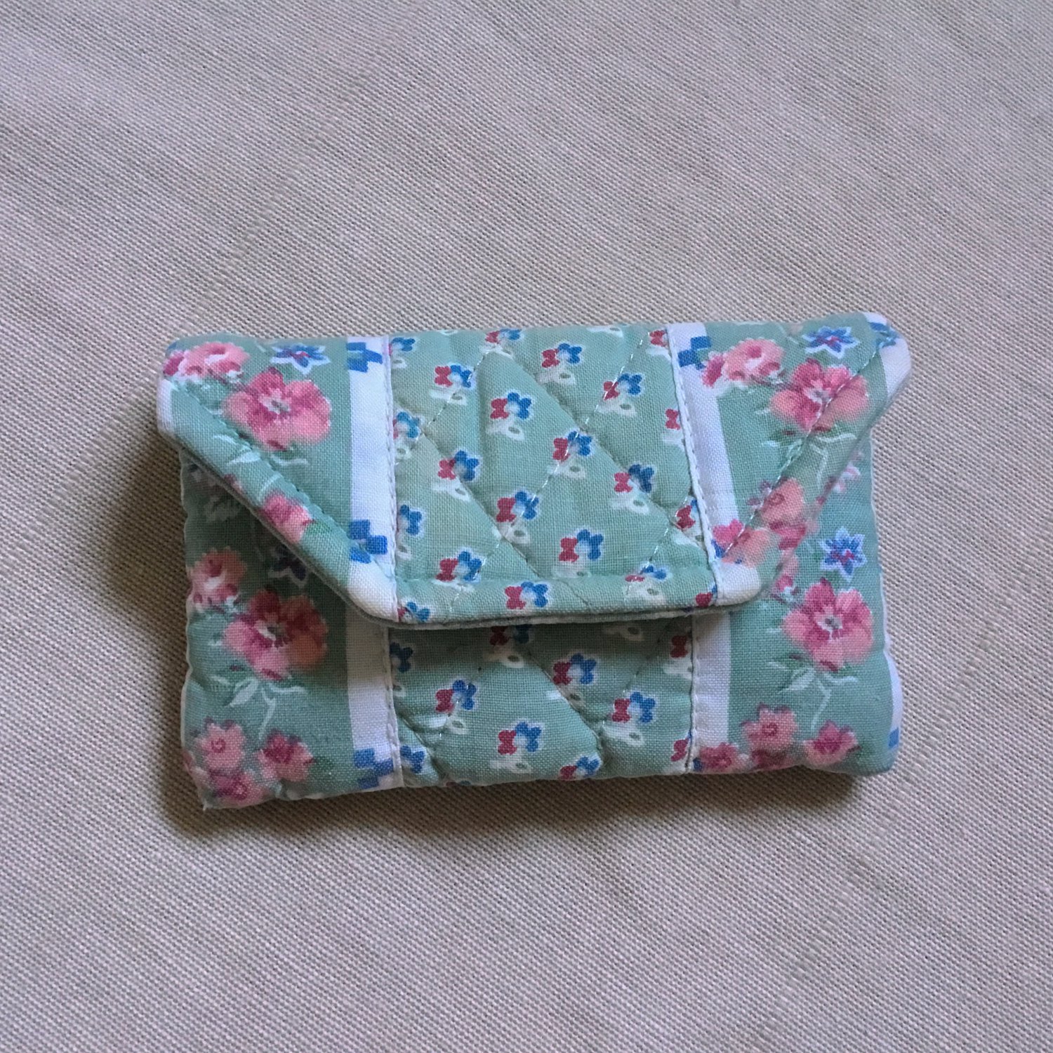 Vintage Vera Bradley Quilted Mini Wallet Credit Gift Card Holder Case 