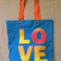 LOVE Applique Aqua Orange Small Bucket Tote