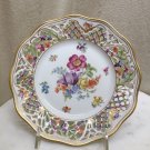 Chateau Dresden Open Rose Bright Floral Pierced Rim Salad Dessert Plates x2