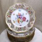 Chateau Dresden Open Rose Bright Floral Pierced Rim Salad Dessert Plates x2