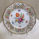 Tulip Floral Pierced Rim Plates Vintage Chateau Dresden Flowers x 2 Reticulated Schumann