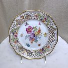 Chateau Dresden Flowers Salad Dessert Plate Open Rose Reticulated Pierced Rim Dresner Art Schumann