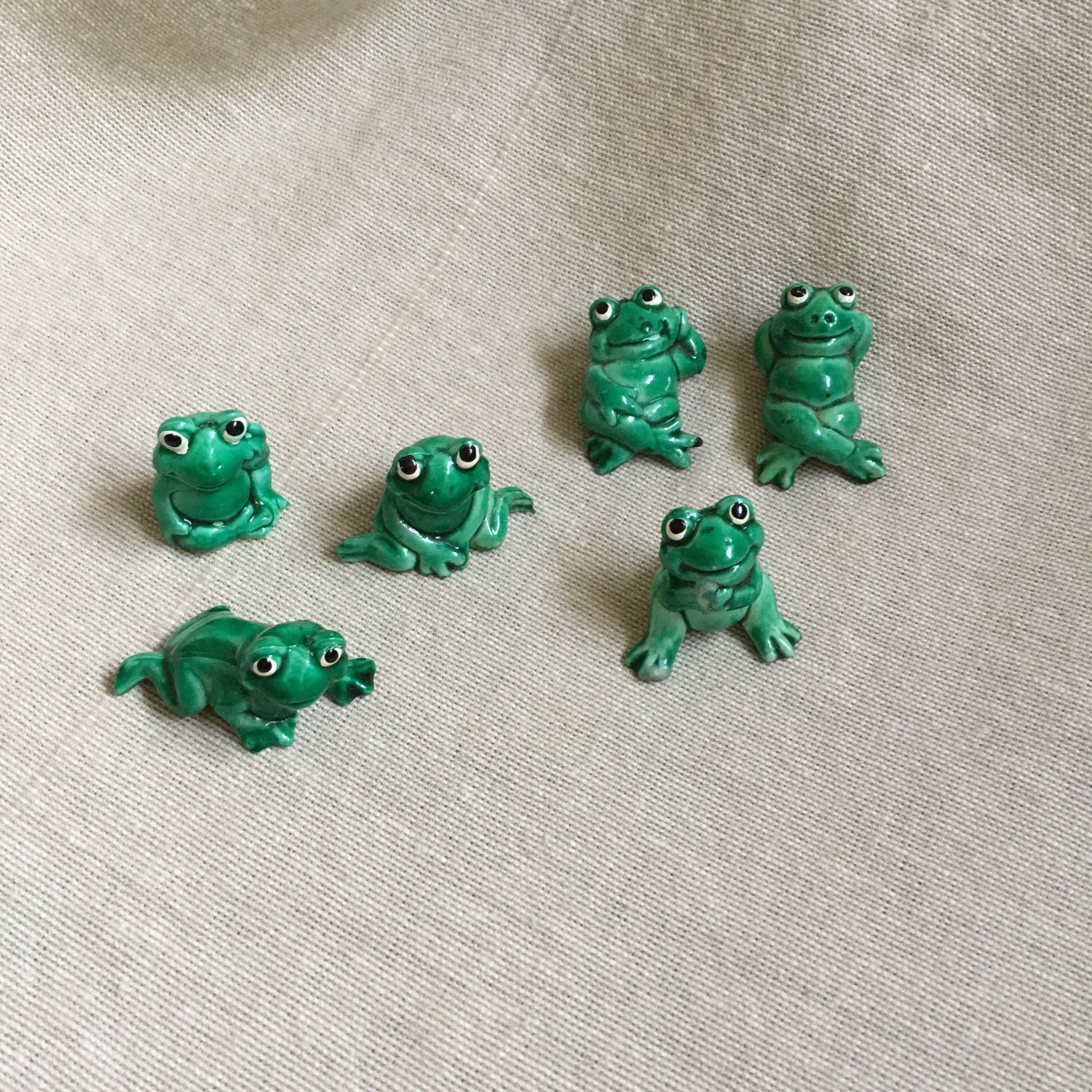 Vintage Celluloid Frog Collection Miniature Figurines Hong Kong 1980s ...