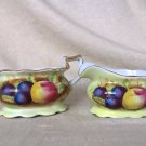 Occupied Japan Hand Painted Porcelain Fruit Orchard Creamer Sugar Bowl Tea Set