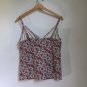 French Cut Plunge Crop Cami Tank Top Crisp Floral Print Skinny Straps