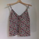 French Cut Plunge Crop Cami Tank Top Crisp Floral Print Skinny Straps French Cut Plunge Crop Cami Tank Top Crisp Floral Print Skinny Straps